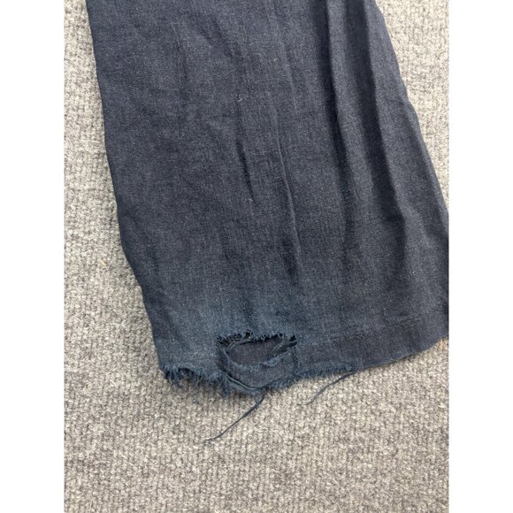 Roxy Oceanside Pants Womens Medium Navy Linen Blend Drawstring Beach Flare Leg - Picture 8 of 9